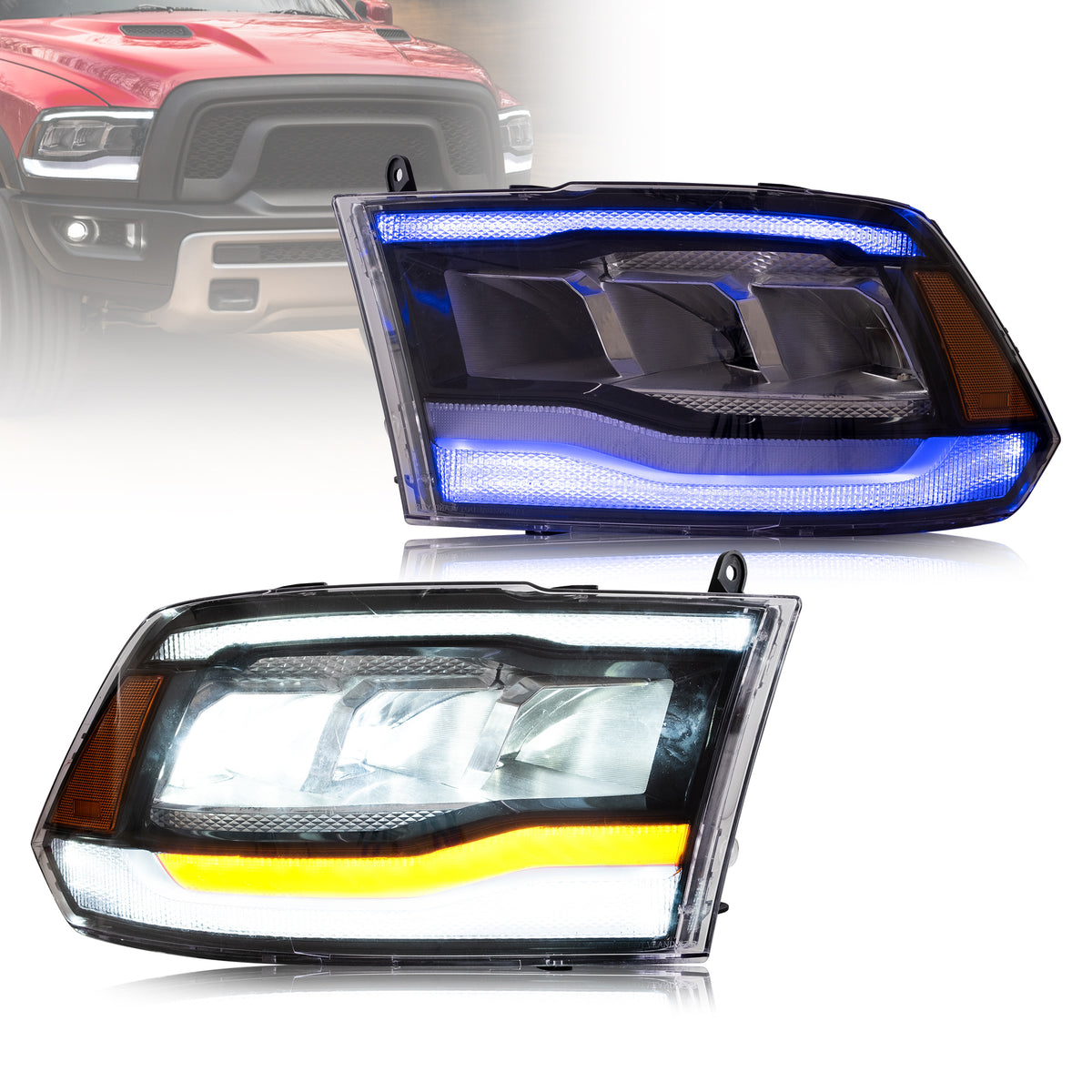 Fari anteriori Full LED per Dodge Ram 1500 2019-2022 Chrome | Ricambi