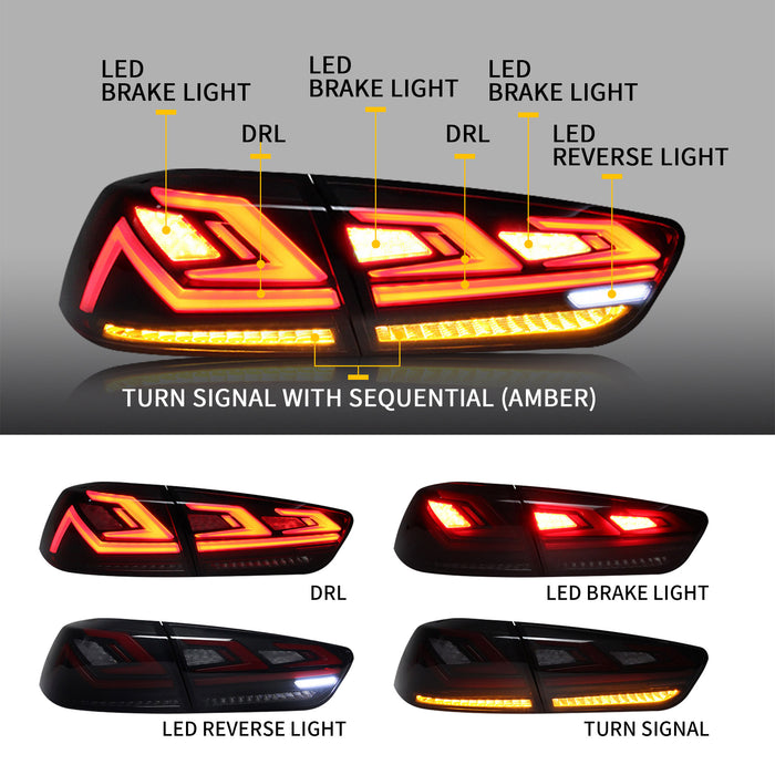 VLAND Full LED Tail Lights For Mitsubishi Lancer EVO X 2008-2018 With Sequential Turn Signal