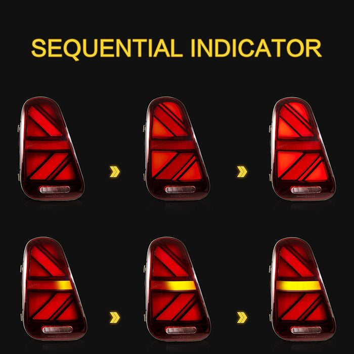 VLAND LED achterlichten voor Mi ni Coo-per/One MK1 R50 R52 R53 Hatch 2001-2006, met sequentiële richtingaanwijzers, met APK, paar (links en rechts VLAND LED achterlichten voor Mi ni Coo-per/One MK1 R50 R52 R53 Hatch 2001-2006, met sequentiële richtingaanwijzers, met APK, paar (links en rechts
