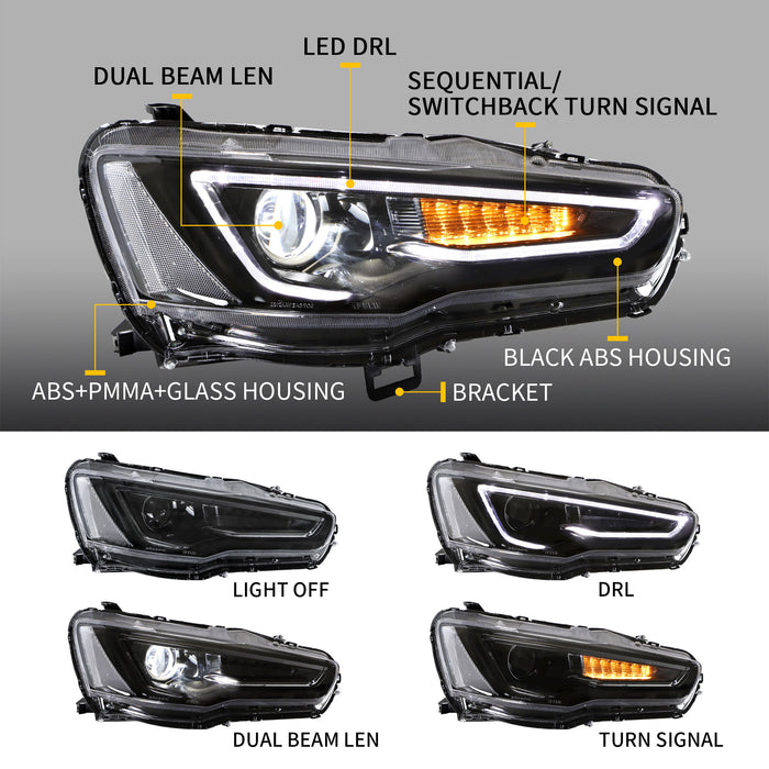 2x DRL Halo Devil Eyes Dual Beam Projector Headlights for 2x DRL Halo Devil Eyes Dual Beam Projector Headlights for