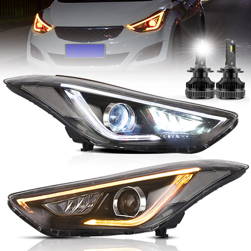 VLAND Headlights with D2HS Bulbs Fit for 2012-2015 Hyundai Elantra【Avante MD】