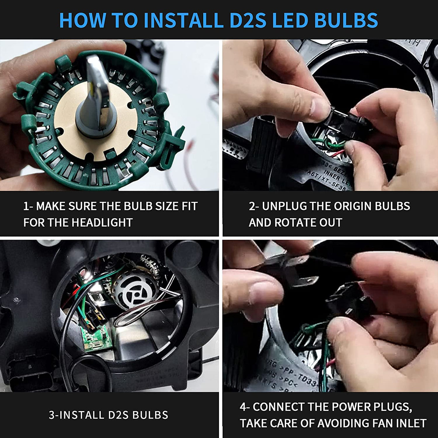 VLAND RGB Headlights + D2S LED Bulbs Conversion Kit Compatible with Do