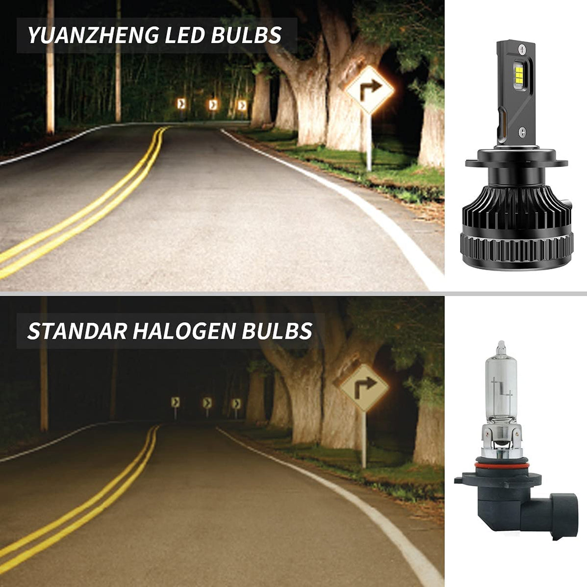 VLAND 2PCs D2S/H7/9005 LED Headlight Bulbs 35W 6000K Super Bright