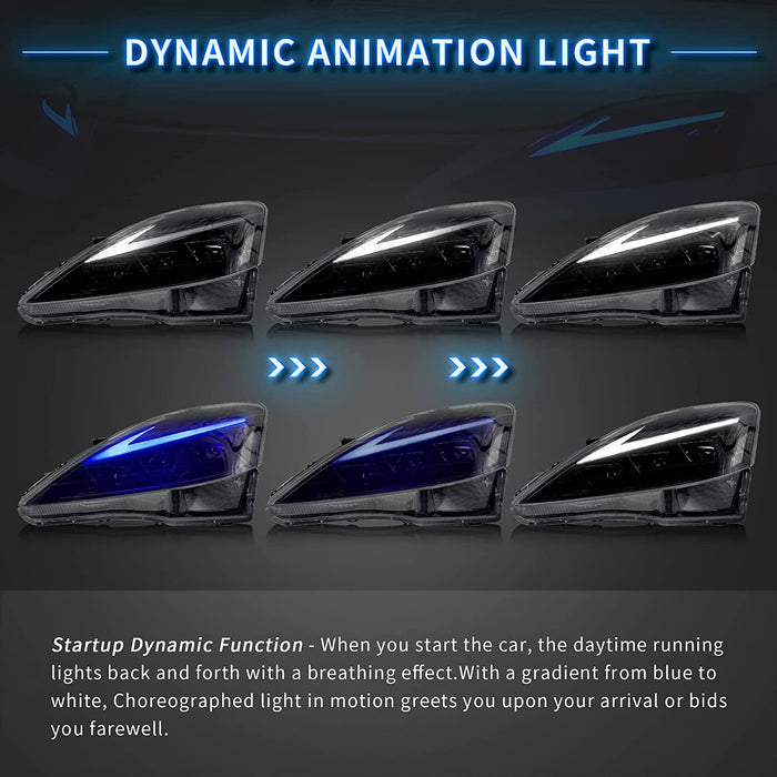 Faros delanteros LED para proyector VLAND para Lexus IS250 IS350 2006-2012 IS200d IS F 2008-2014 (Edición de reflector ámbar y transparente)