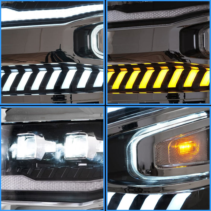 VLAND Projektor-LED-Scheinwerfer für Chevy Silverado 1500 2016–2019 (nicht für werkseitige LED-Modelle geeignet)