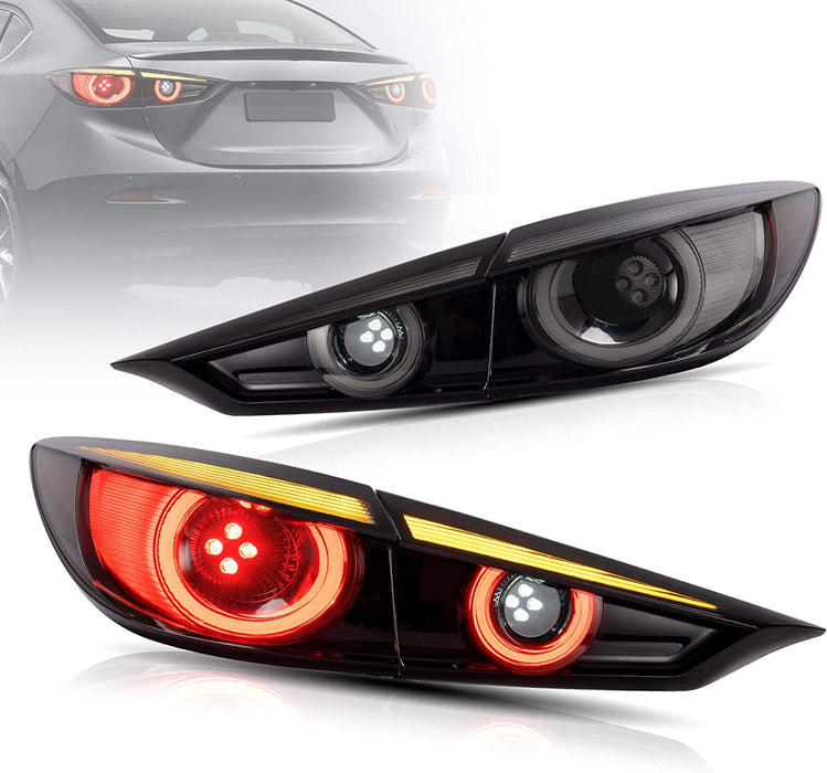 VLAND Rücklichter für Mazda 3 Axela Sedan 2019-UP mit dynamischer Begrüßungsbeleuchtung (nicht geeignet für Fließheck und Mazda 3 TCR)