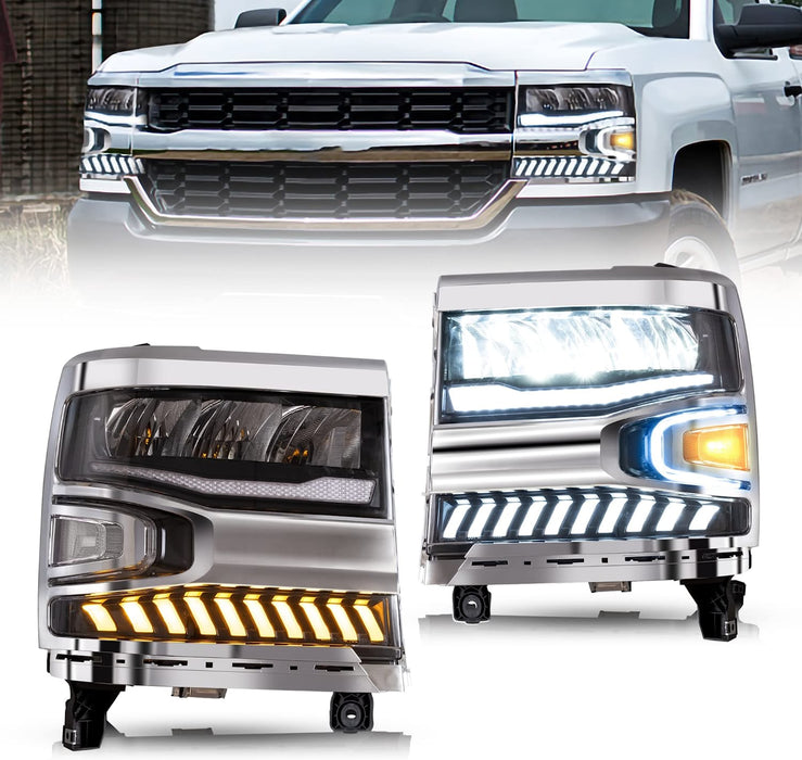 Faros delanteros LED completos VLAND para Chevrolet Silverado 1500 2016-2018 con luz de halo (preventa)