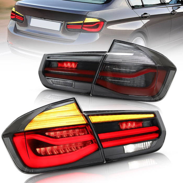Luces traseras OLED de VLAND para BMW Serie 3 F30 F35 F80 Sedan 2013-2018 con señales de giro secuenciales ámbar e iluminación de animación dinámica 3D roja (no apto para convertible | 2015 328i F30)