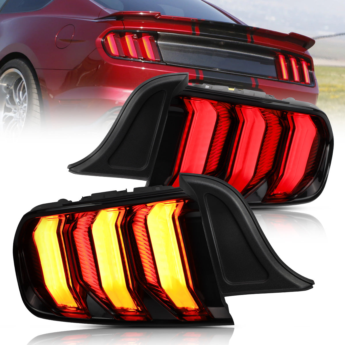 Ford Mustang テールライト 本体　マスタング　テールライト 三菱ASXアウトランダースポーツ2010-2018レッド/スモークレンズYAB-AX