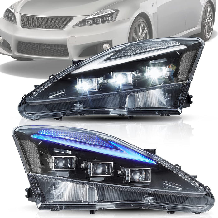 Fari per proiettori LED VLAND per Lexus IS250 IS350 2006-2012 IS200d IS F 2008-2014 (edizione riflettore ambra e trasparente)