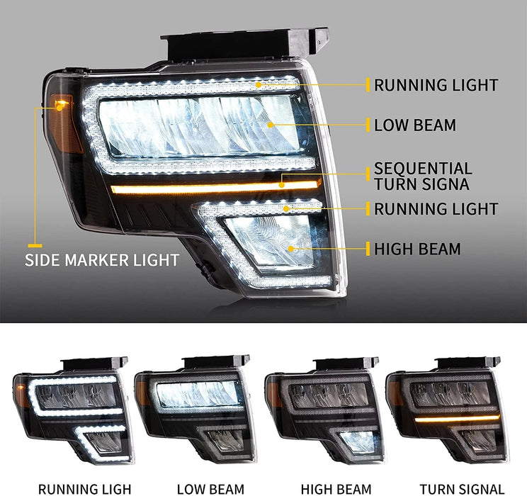 VLAND LED Headlights And Tail lights Assembly Fit for Ford F150 2009-2014