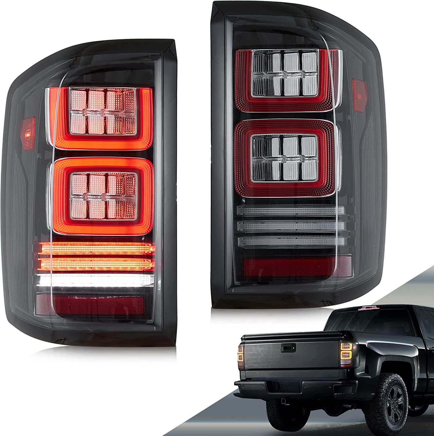 2007-2014 Chevy Silverado 1500 2500 HD 3500 HD LED Tail Lights - Black – Winjet Automotive 2007-2014 Chevy Silverado 1500 2500 HD 3500 HD LED Tail Lights - Black – Winjet Automotive
