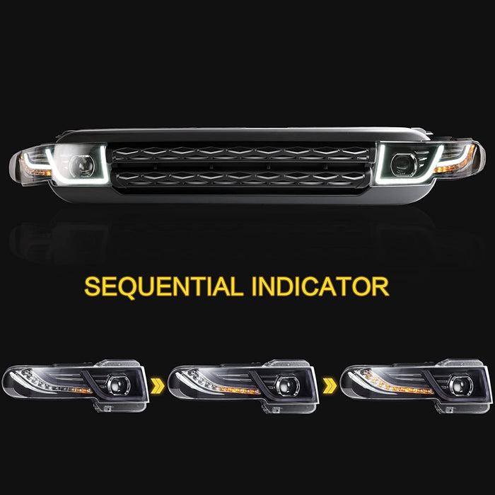 VLAND Headlights With Grill And Tail lights One Set Fit for 2007-2014 Toyota FJ Cruiser