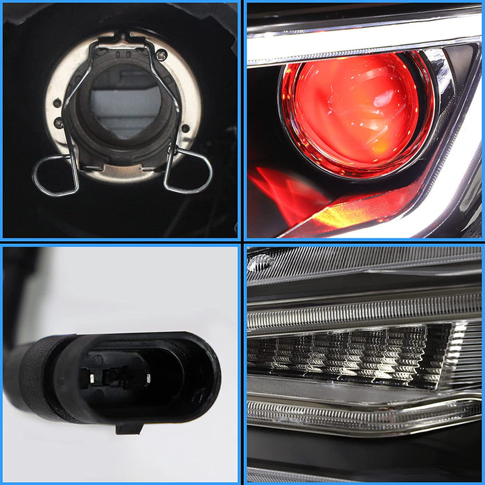 VLAND LED-Scheinwerfer + D2H-LED-Birnen für Mitsubishi EVO X &amp; Lancer 2008–2020 (inklusive Birnen)